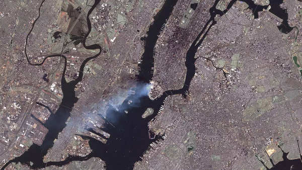 The 9/11 attack seen from the air